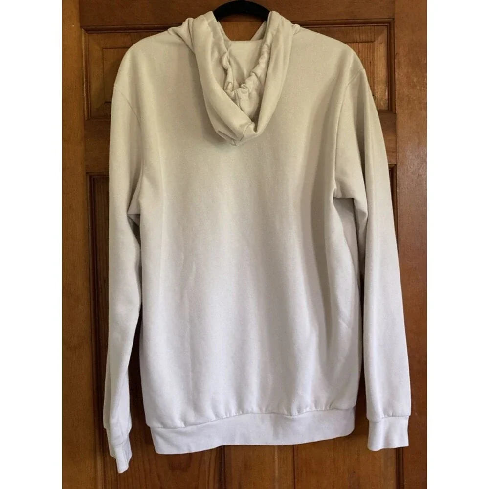 Adidas Mens L Beige Fleece Pullover Hoodie Pocket Logo Cozy Athleisure Relaxed